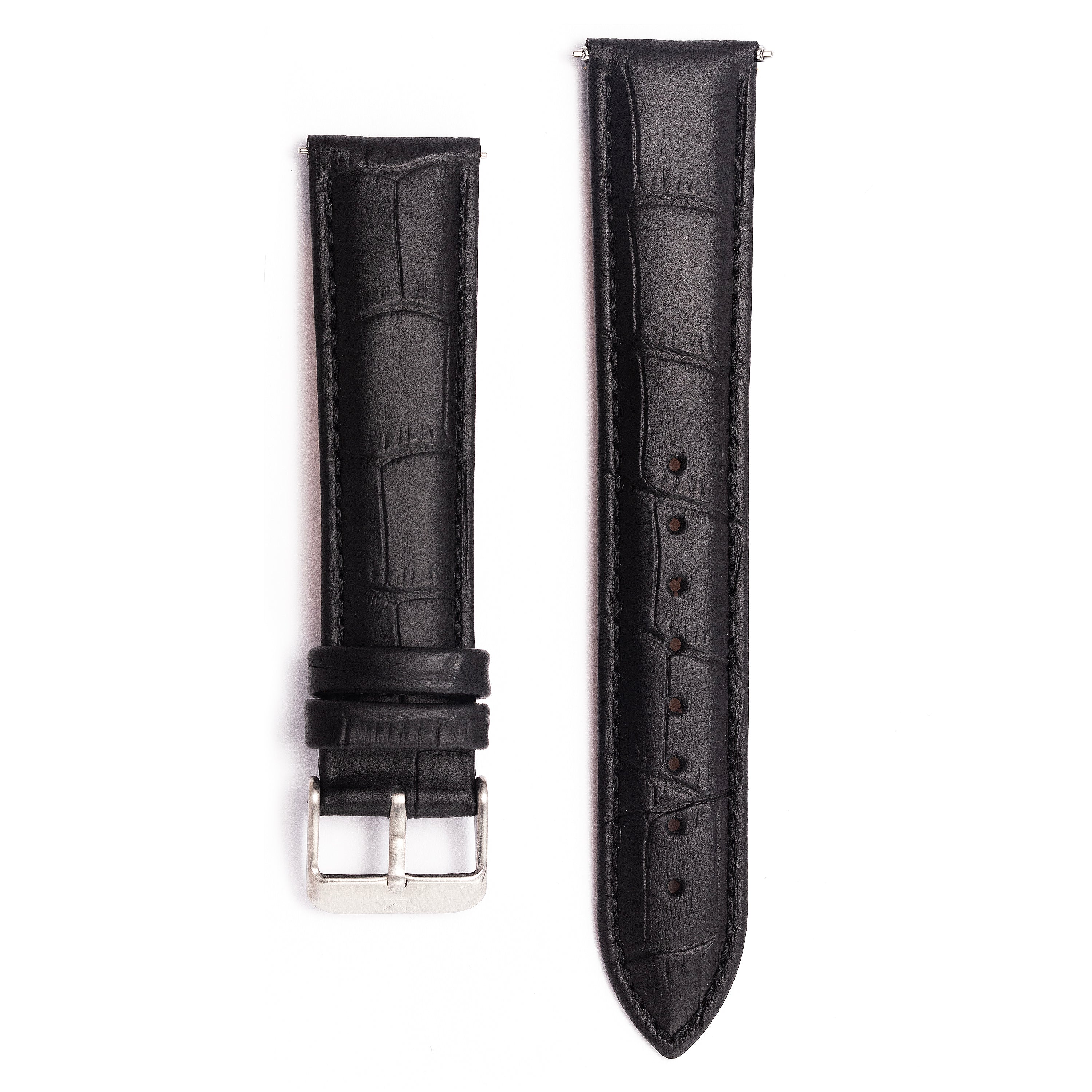 20mm Black Mock-croc Leather watch Strap