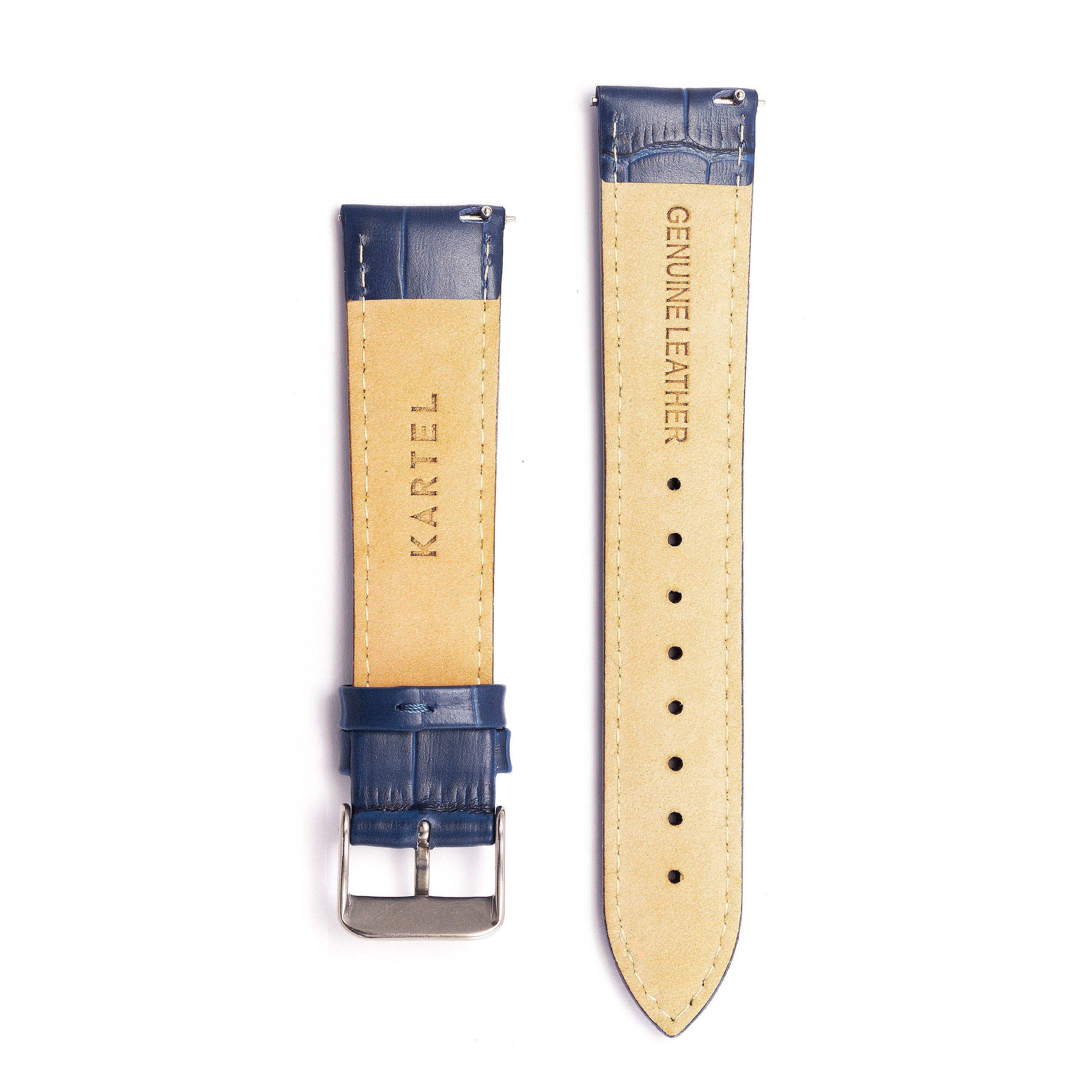 20mm Blue mock-croc Leather Watch Strap